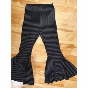 Free People Black High-Waisted Pinstripe Flares